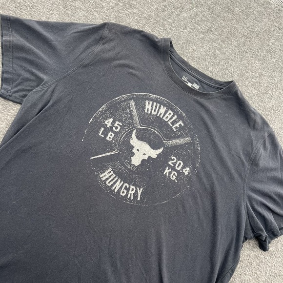Project Rock Humble Hungry T Shirt Mens L Black Crossfit Lifting Gym Running SS - Picture 1 of 9